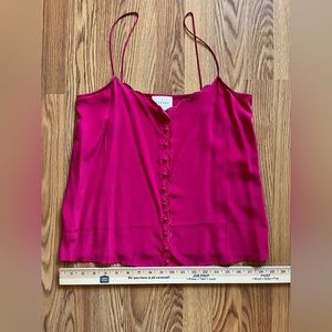 Sezane fuschia button front silk cami, size 34